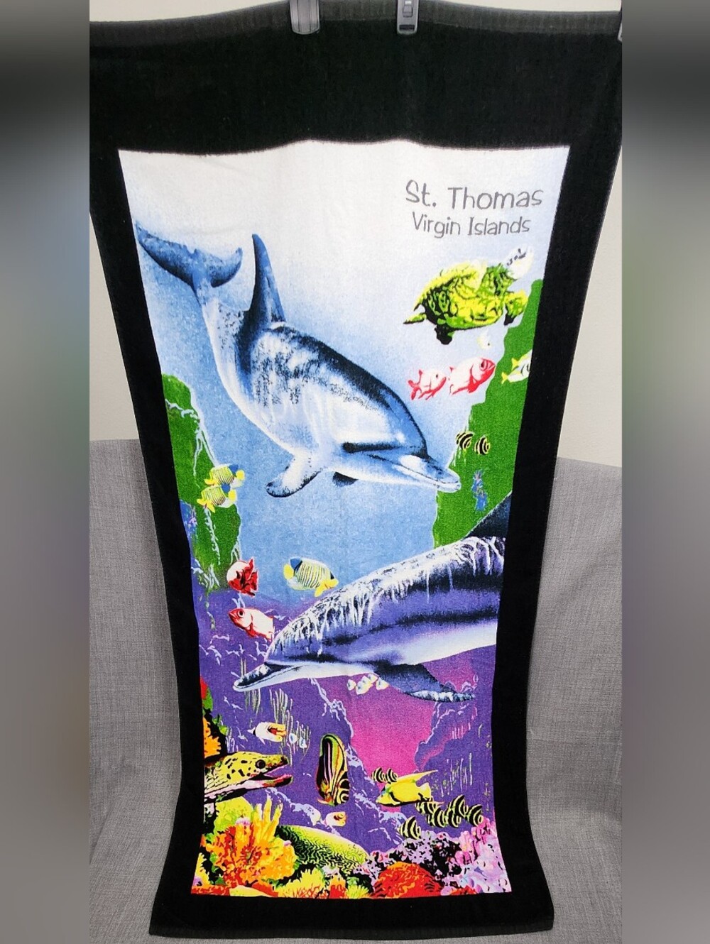 Sherry × St Thomas Virgin Island Marine Life 100% Cotton Beach Towel